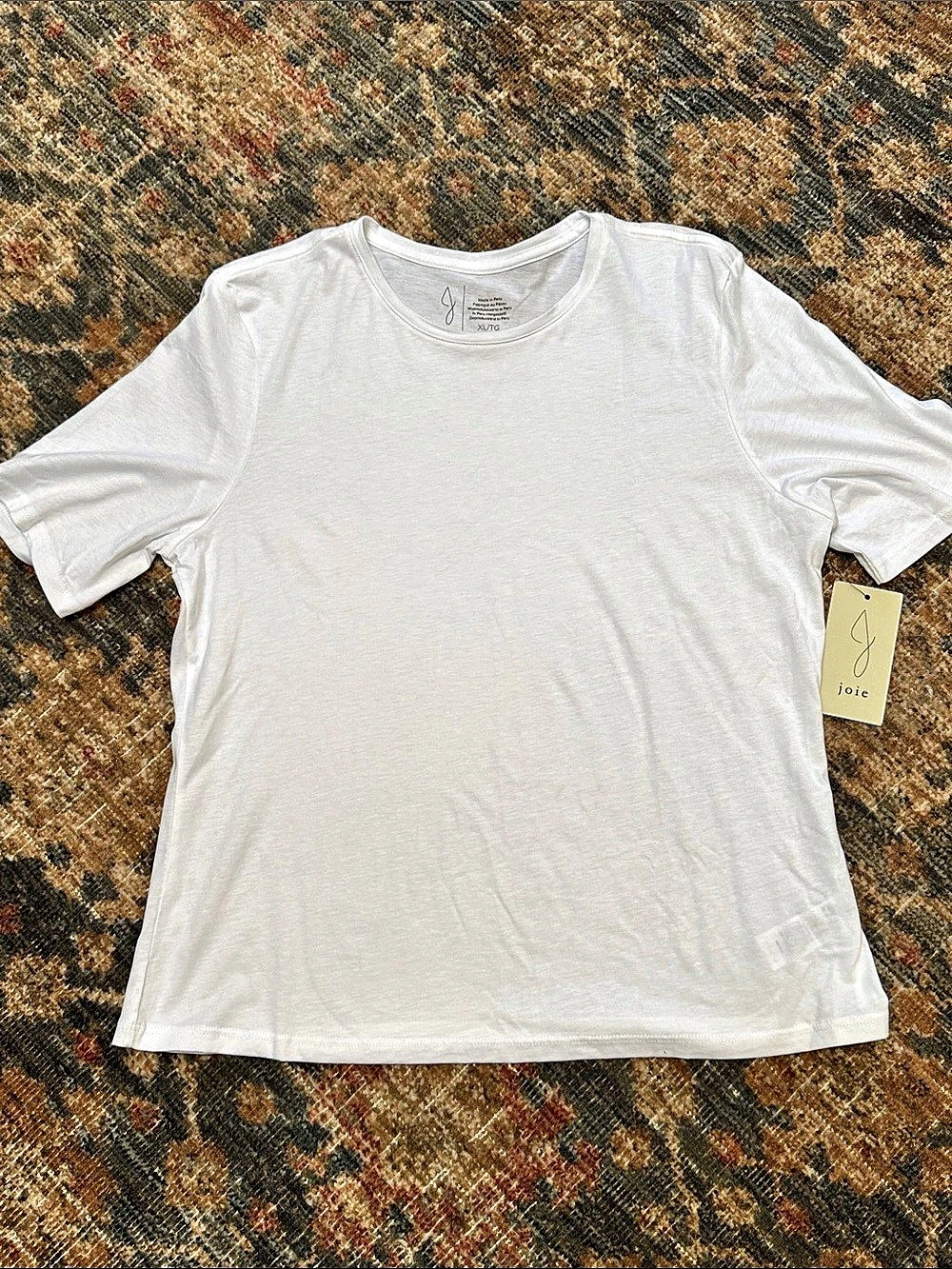 Joie White Cotton Lyocell Short Sleeve Crewneck Tee XL NWT